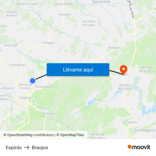 Espirdo to Braojos map