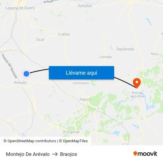 Montejo De Arévalo to Braojos map