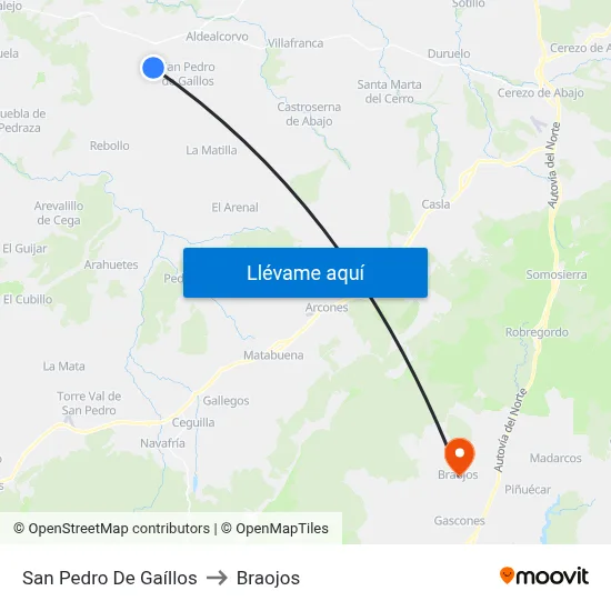 San Pedro De Gaíllos to Braojos map