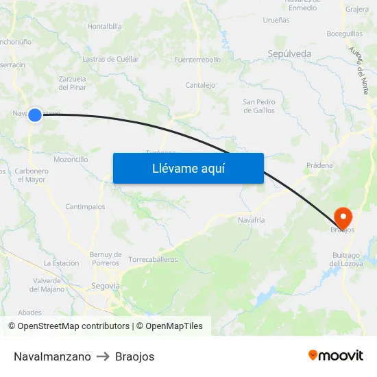 Navalmanzano to Braojos map