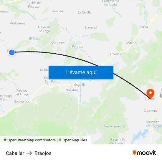 Caballar to Braojos map