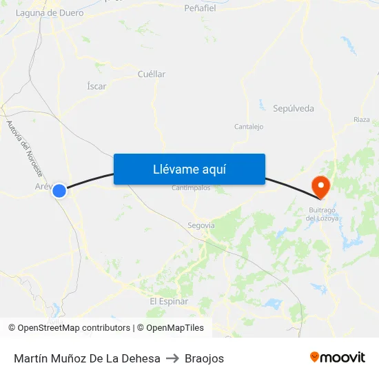 Martín Muñoz De La Dehesa to Braojos map