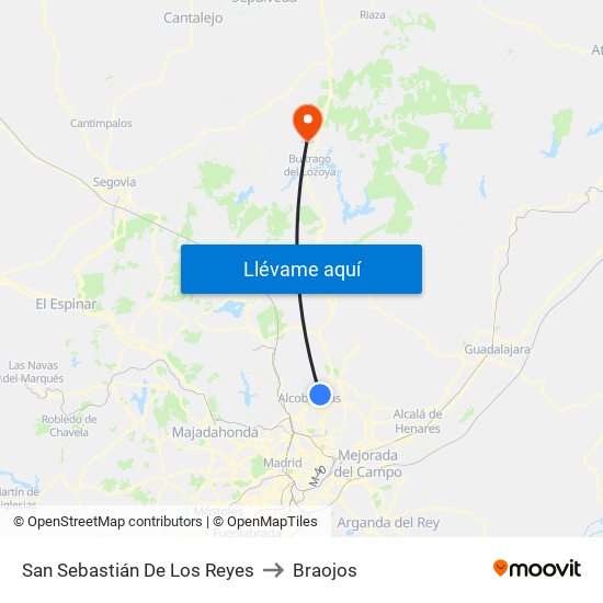 San Sebastián De Los Reyes to Braojos map