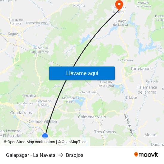 Galapagar - La Navata to Braojos map