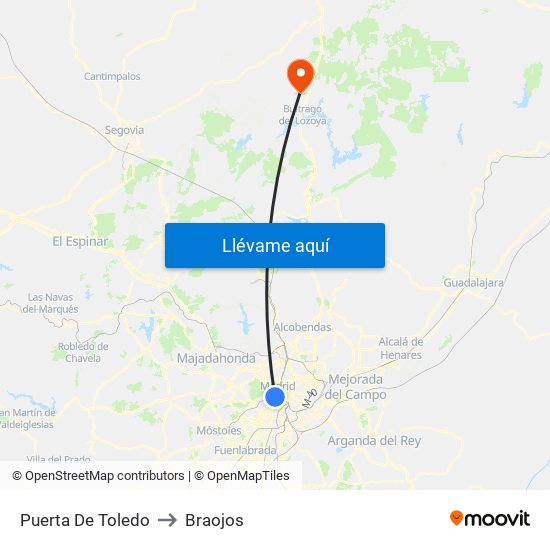 Puerta De Toledo to Braojos map
