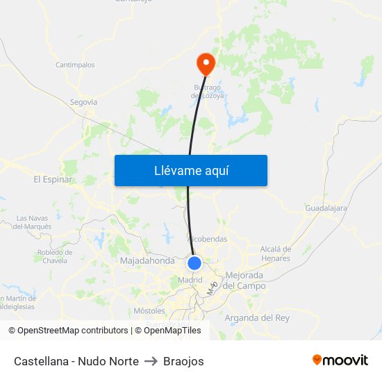 Castellana - Nudo Norte to Braojos map