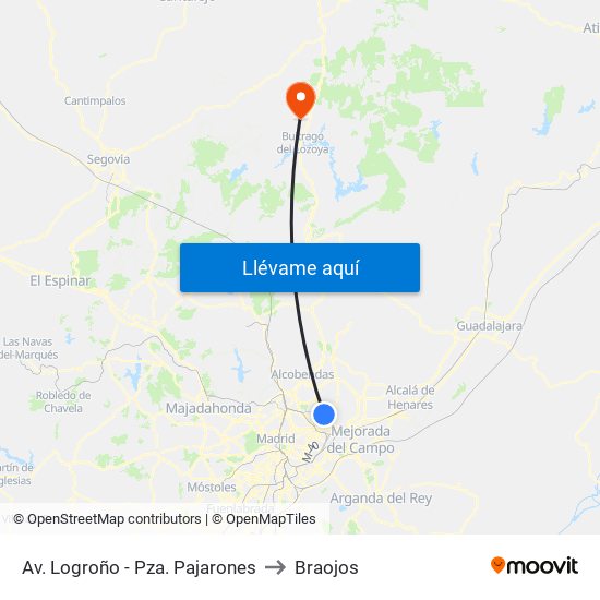 Av. Logroño - Pza. Pajarones to Braojos map