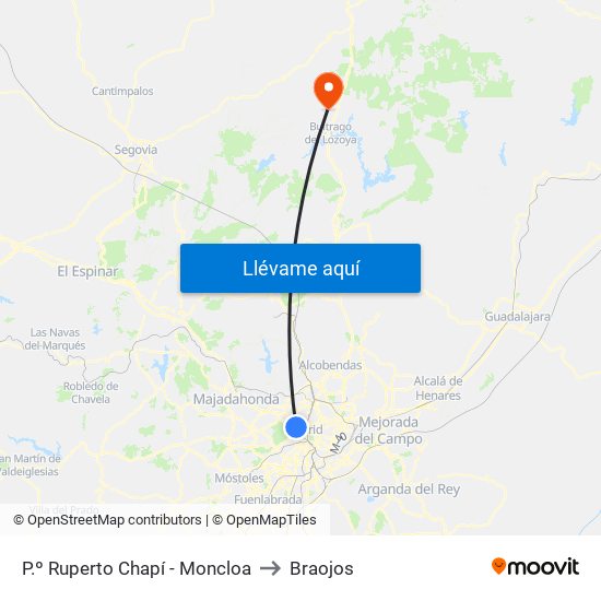 P.º Ruperto Chapí - Moncloa to Braojos map