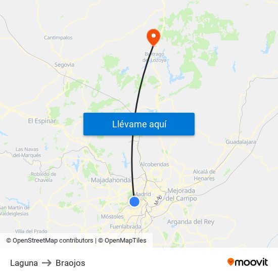 Laguna to Braojos map