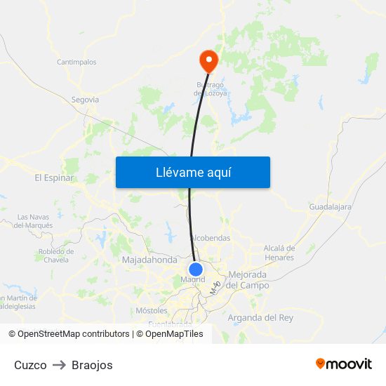 Cuzco to Braojos map