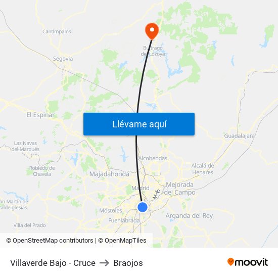 Villaverde Bajo - Cruce to Braojos map