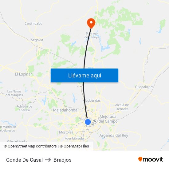 Conde De Casal to Braojos map