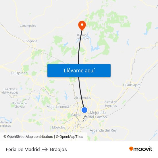 Feria De Madrid to Braojos map