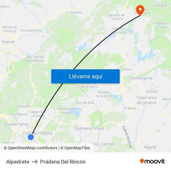 Alpedrete to Prádena Del Rincón map