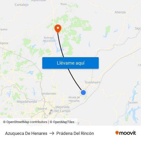 Azuqueca De Henares to Prádena Del Rincón map