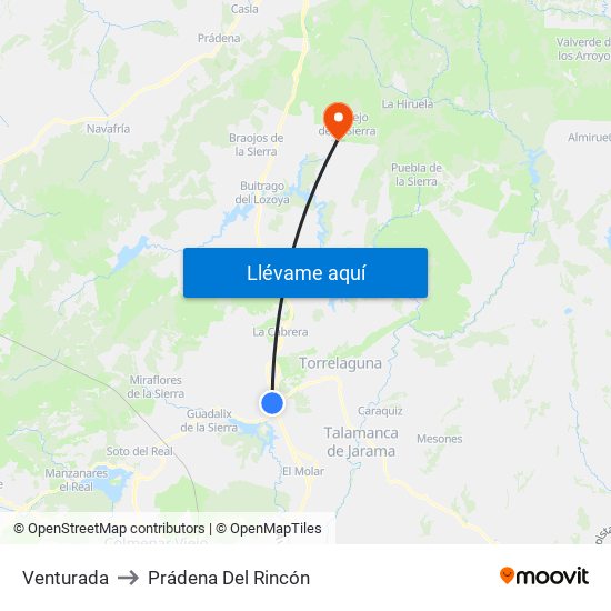 Venturada to Prádena Del Rincón map