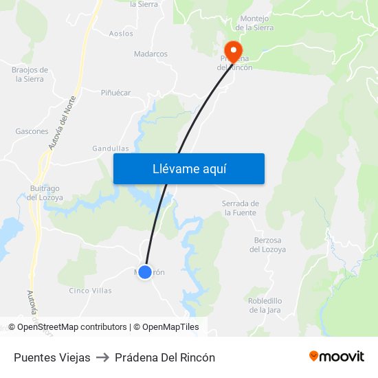Puentes Viejas to Prádena Del Rincón map