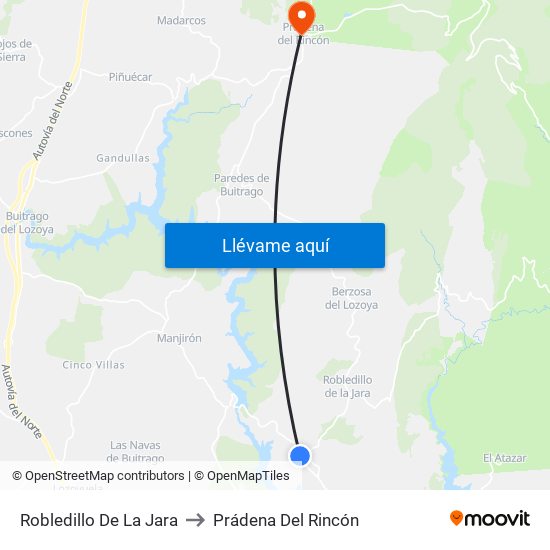 Robledillo De La Jara to Prádena Del Rincón map