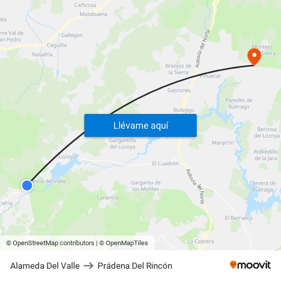 Alameda Del Valle to Prádena Del Rincón map