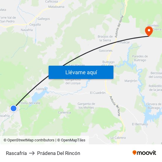 Rascafría to Prádena Del Rincón map