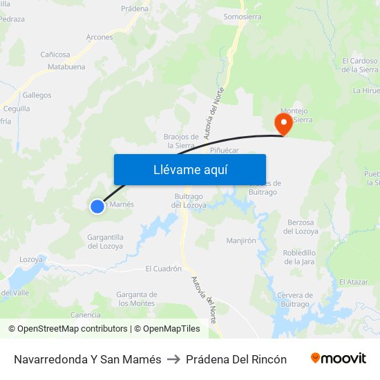 Navarredonda Y San Mamés to Prádena Del Rincón map
