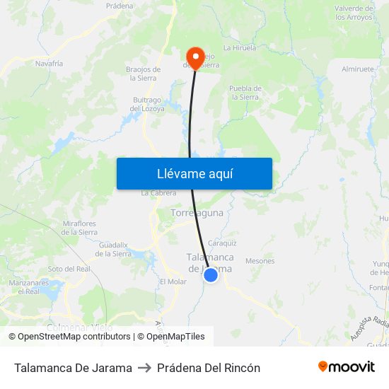 Talamanca De Jarama to Prádena Del Rincón map