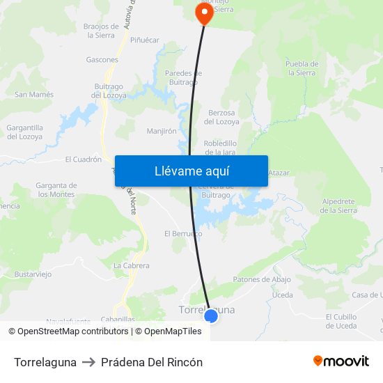Torrelaguna to Prádena Del Rincón map