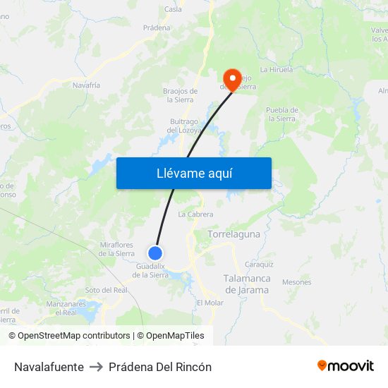 Navalafuente to Prádena Del Rincón map