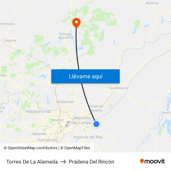 Torres De La Alameda to Prádena Del Rincón map