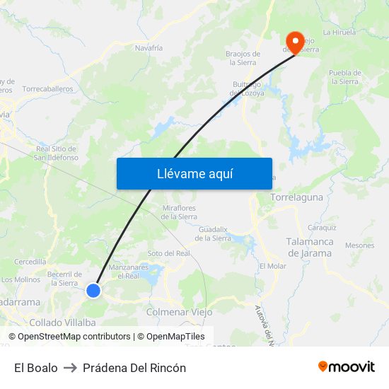 El Boalo to Prádena Del Rincón map
