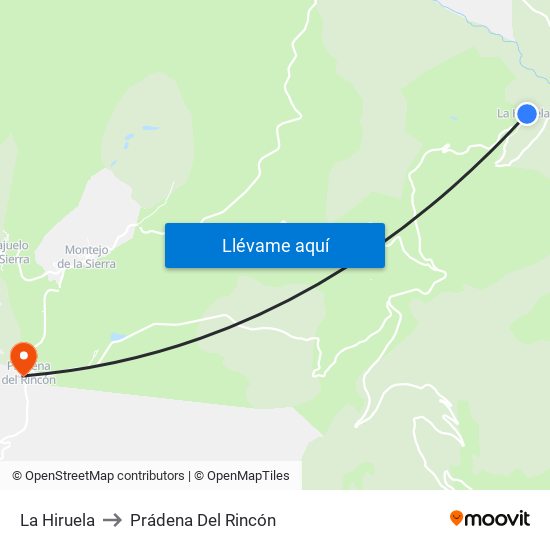 La Hiruela to Prádena Del Rincón map