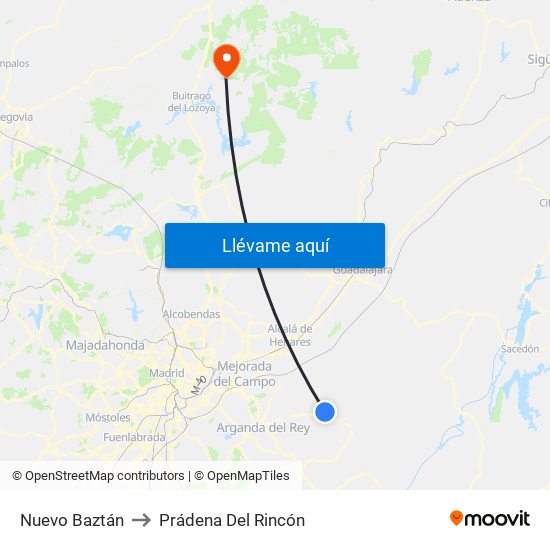 Nuevo Baztán to Prádena Del Rincón map