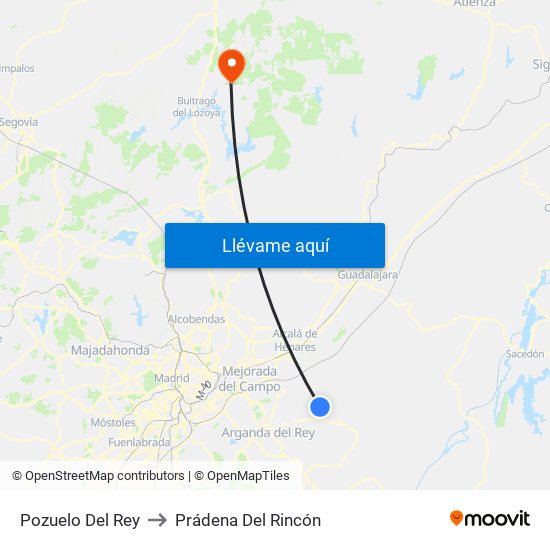 Pozuelo Del Rey to Prádena Del Rincón map