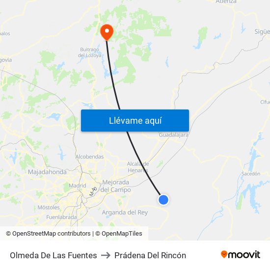 Olmeda De Las Fuentes to Prádena Del Rincón map
