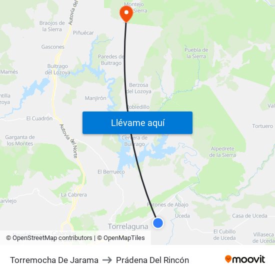 Torremocha De Jarama to Prádena Del Rincón map