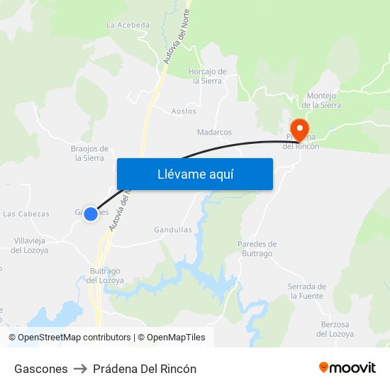 Gascones to Prádena Del Rincón map