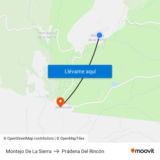 Montejo De La Sierra to Prádena Del Rincón map