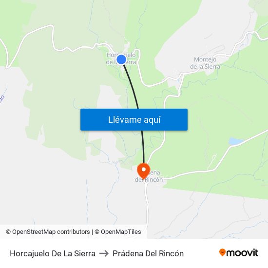 Horcajuelo De La Sierra to Prádena Del Rincón map