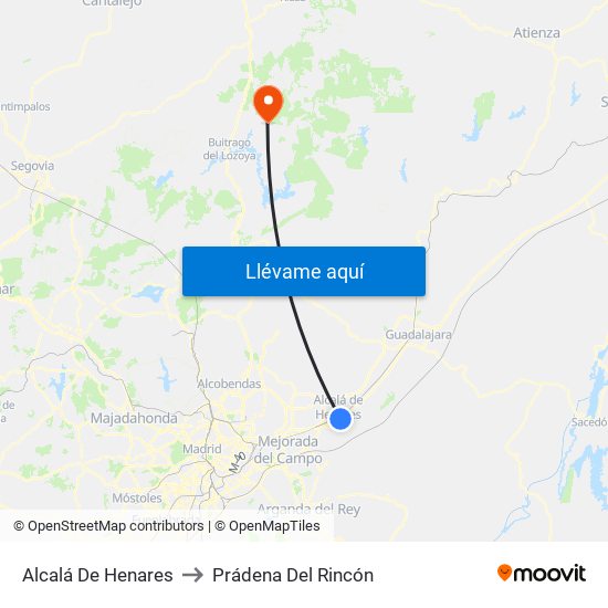 Alcalá De Henares to Prádena Del Rincón map