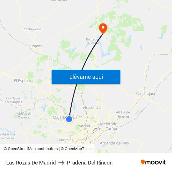 Las Rozas De Madrid to Prádena Del Rincón map