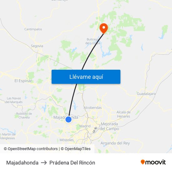 Majadahonda to Prádena Del Rincón map