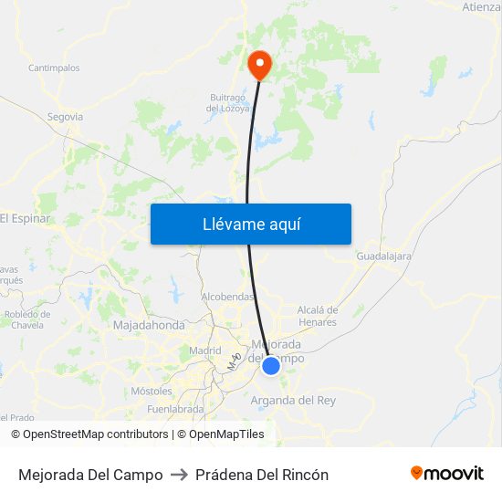 Mejorada Del Campo to Prádena Del Rincón map