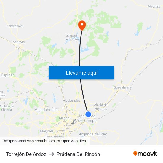 Torrejón De Ardoz to Prádena Del Rincón map