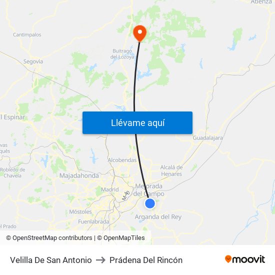 Velilla De San Antonio to Prádena Del Rincón map