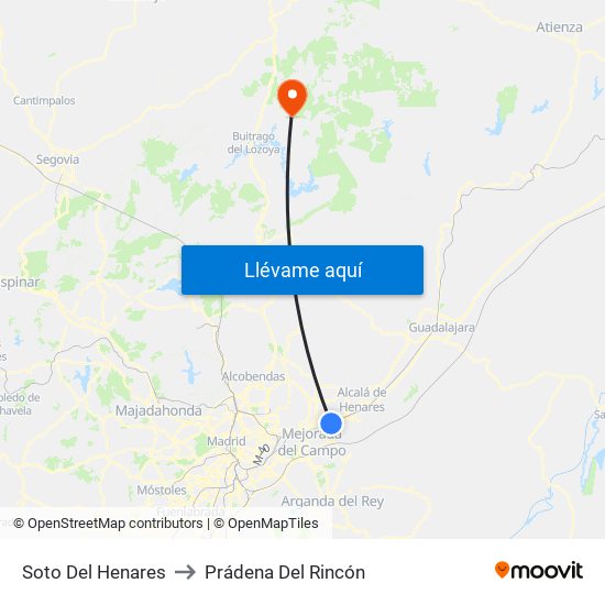 Soto Del Henares to Prádena Del Rincón map