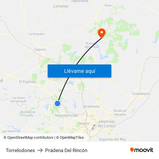 Torrelodones to Prádena Del Rincón map