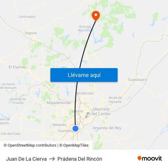 Juan De La Cierva to Prádena Del Rincón map