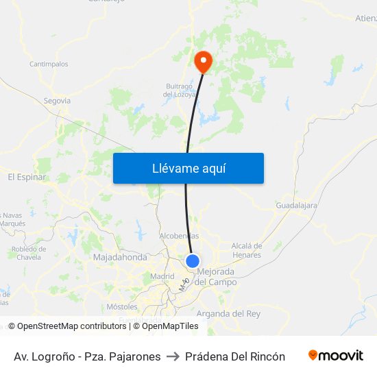Av. Logroño - Pza. Pajarones to Prádena Del Rincón map