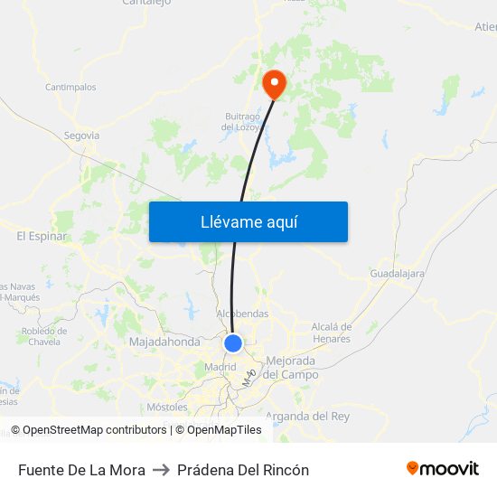 Fuente De La Mora to Prádena Del Rincón map