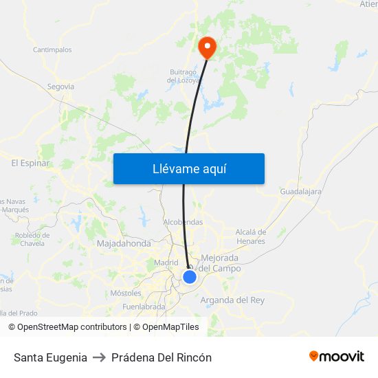 Santa Eugenia to Prádena Del Rincón map